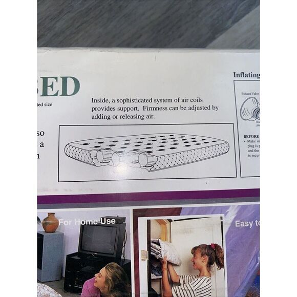 Vintage Intex Comfort Rest DESIGNER Air Bed 78”x 58” Mattress CREAM Flower RARE - Picture 11 of 12